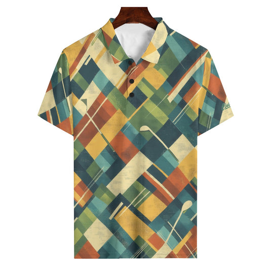 Clubbin Retro Men’s Golf Polo – Vintage Blocks image 0