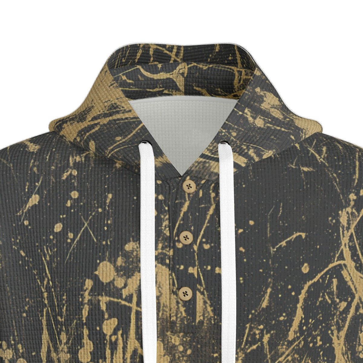 men’s thermal waffle half button pullover hoodie - los angeles black/gold club image 5