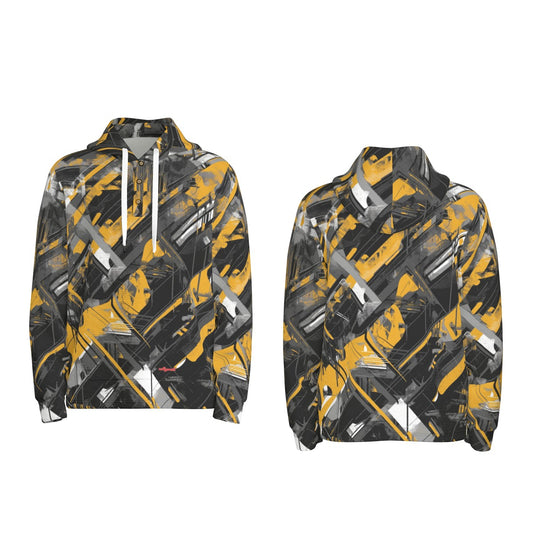 men’s thermal waffle half button pullover hoodie - pittsburgh black/yellow/white image 0