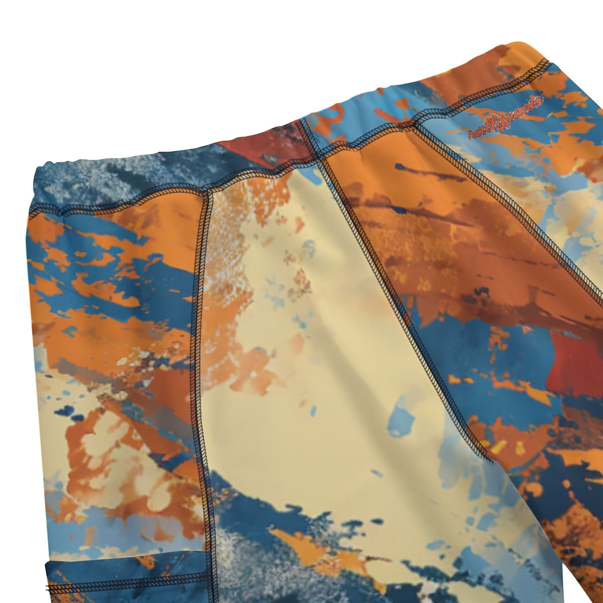 men’s compression pants – queens blue/orange rallyprint image 2
