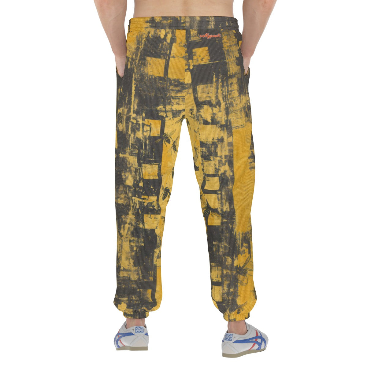 men’s thermal waffle tapered sweatpants - killer bees shaolin/black/yellow image 5