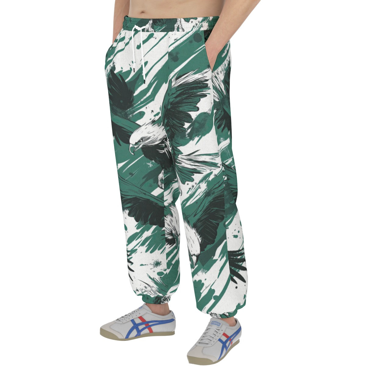 men’s thermal waffle tapered sweatpants - philadelphia midnight/green/white image 1