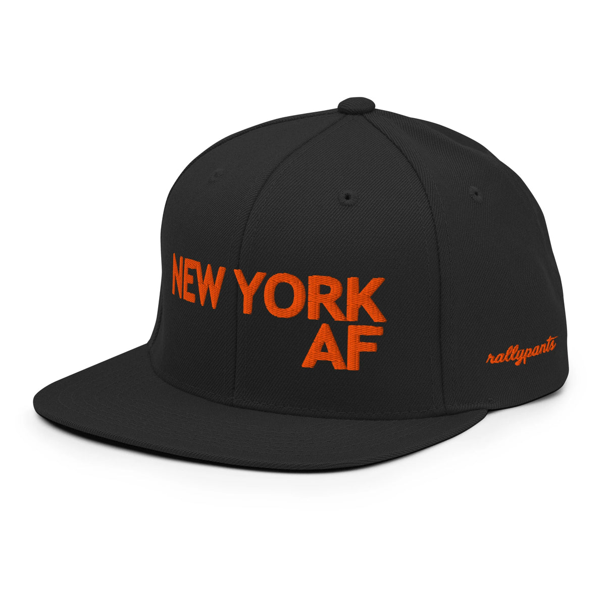 NEW YORK AF snapback hat left front angle in black