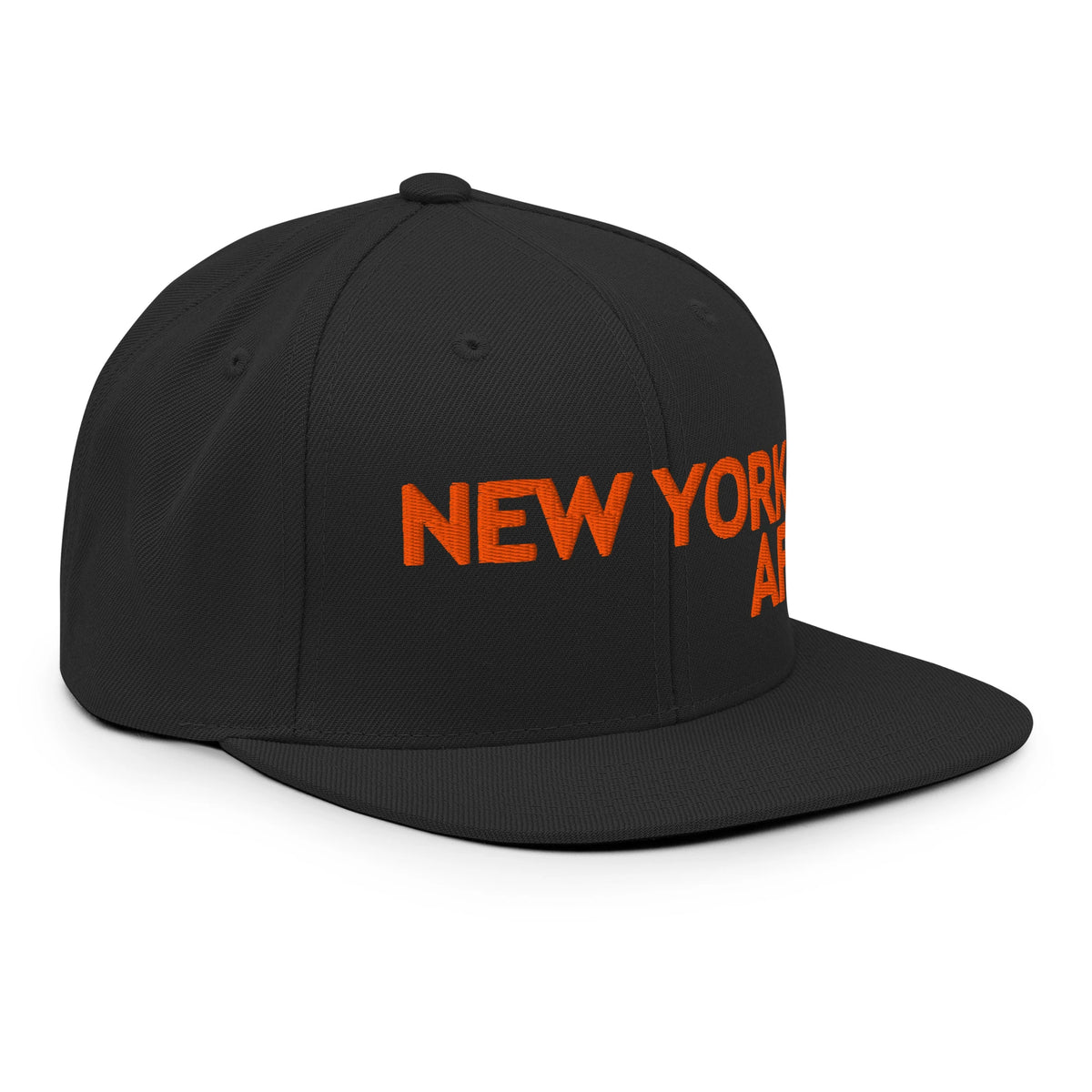 NEW YORK AF snapback hat right front angle in black
