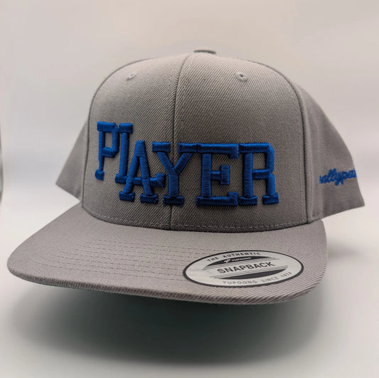 PLAYER – snapback hat grey/blue