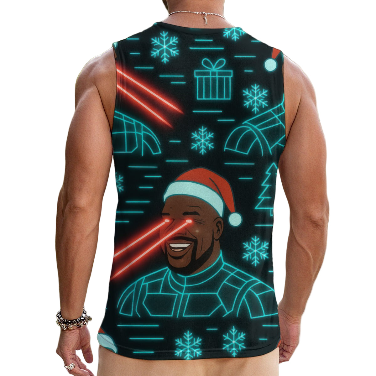 Sleeveless top deisel laser frost rallyprint front view in black neon red neon teal white