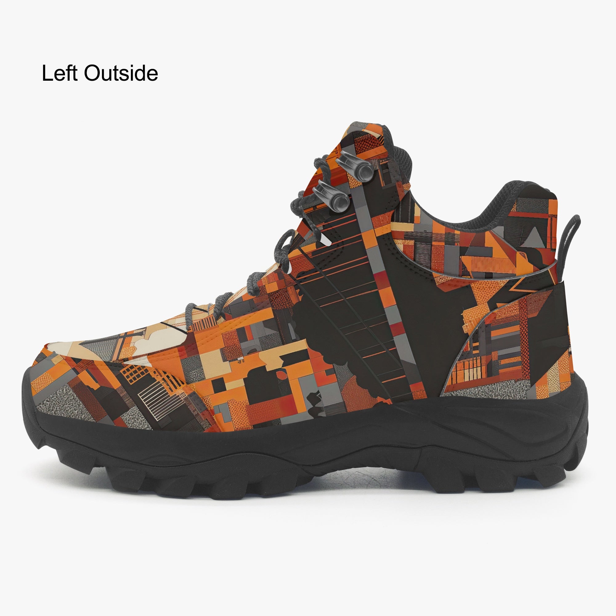 Unisex Classic Hiking Boots - San Francisco Black/Orange/Beige front angled pair view