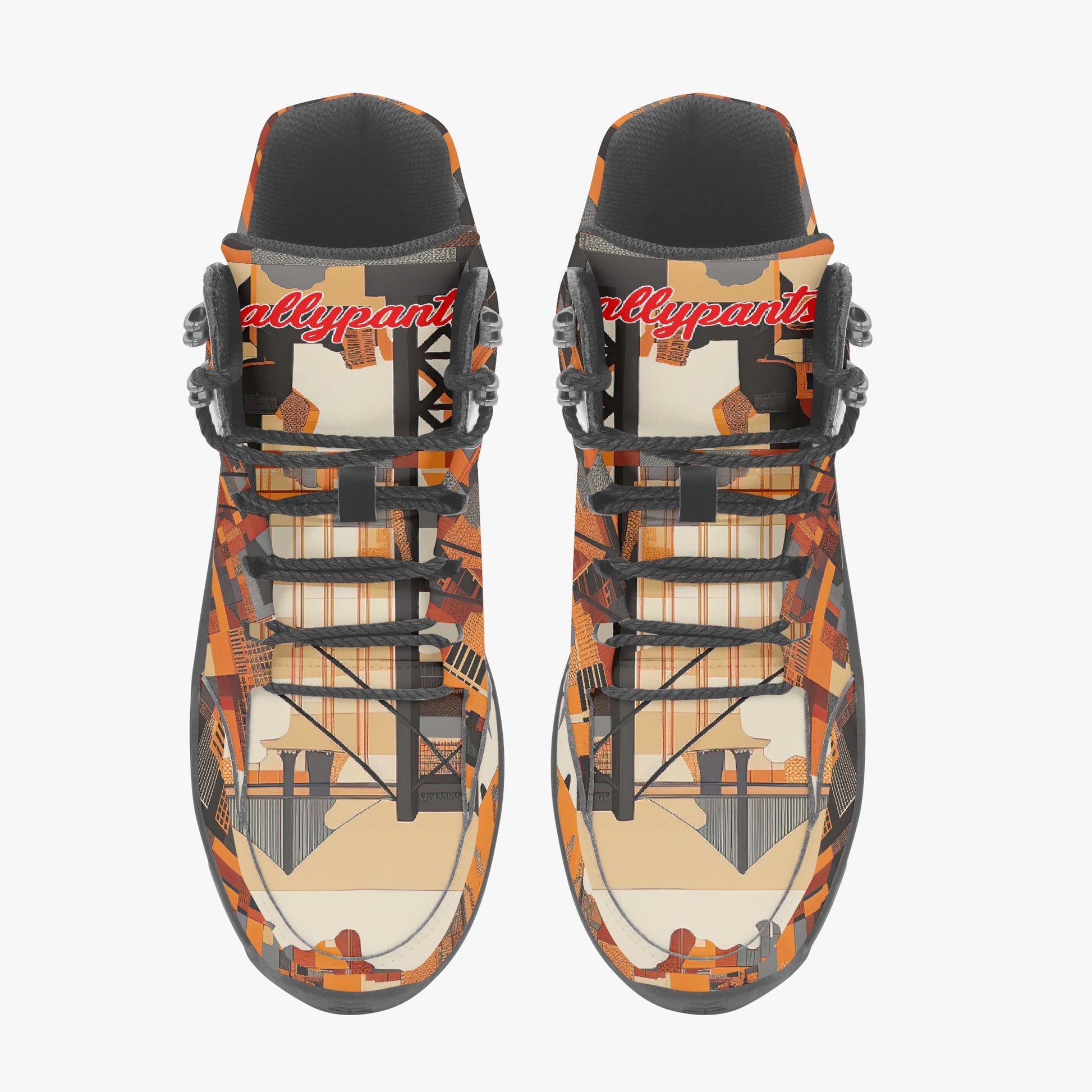 Unisex Classic Hiking Boots - San Francisco Black/Orange/Beige heel view