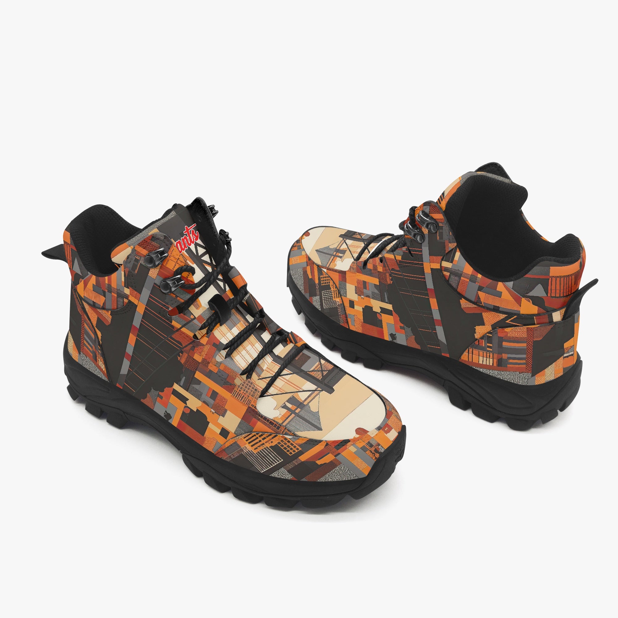 Unisex Classic Hiking Boots - San Francisco Black/Orange/Beige side profile view