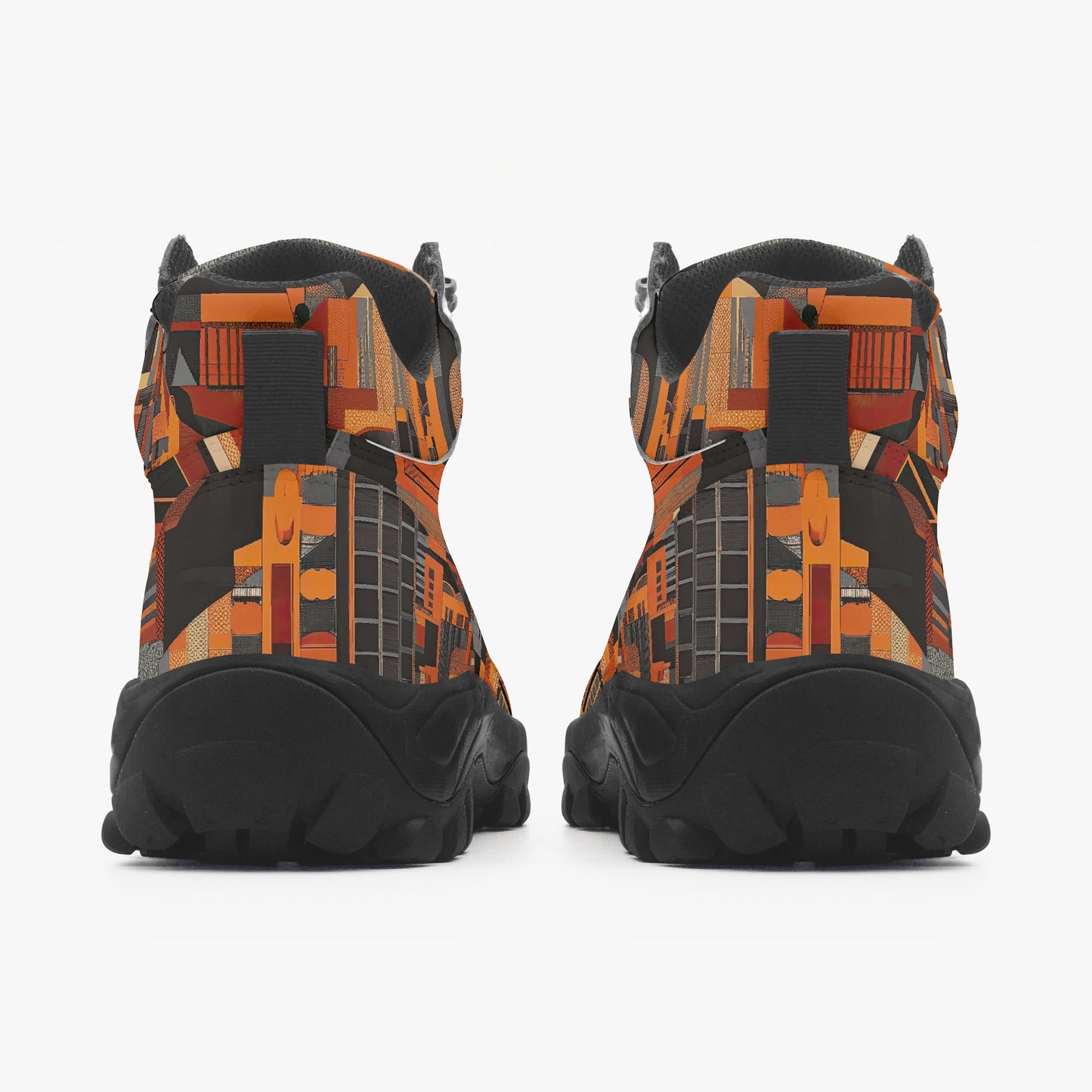 Unisex Classic Hiking Boots - San Francisco Black/Orange/Beige top view
