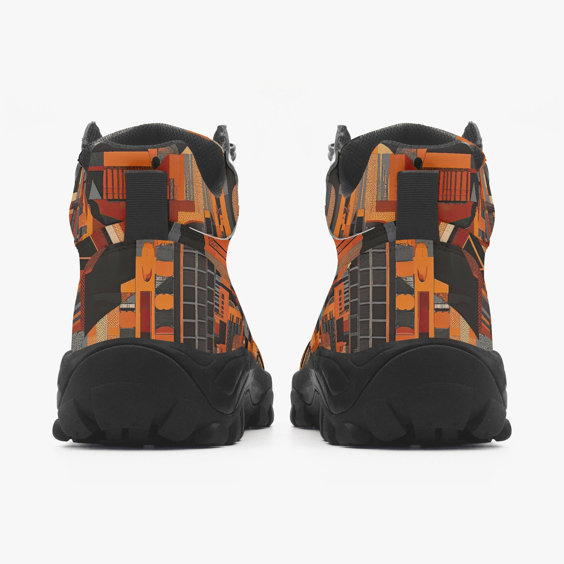 Unisex Classic Hiking Boots - San Francisco Black/Orange/Beige top view