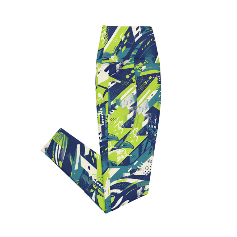 pocket leggings - seattle navy/green/silver rallyprint