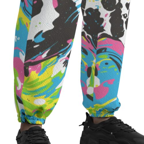 all-over print unisex textured casual pants - cowabunga black/white/blue/neon - Image 6