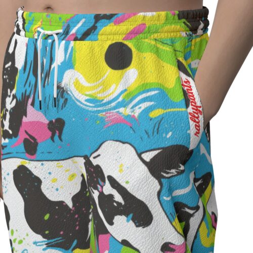 all-over print unisex textured casual pants - cowabunga black/white/blue/neon - Image 5