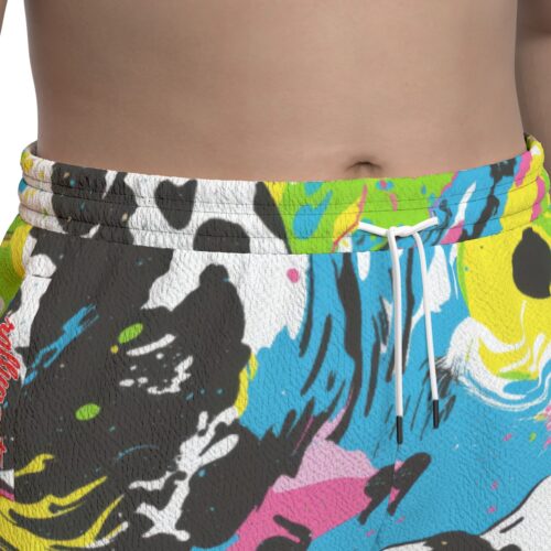 all-over print unisex textured casual pants - cowabunga black/white/blue/neon - Image 7