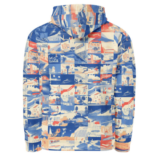 unisex pull over hoodie - los angeles blue/white/red rallyprint - Image 4