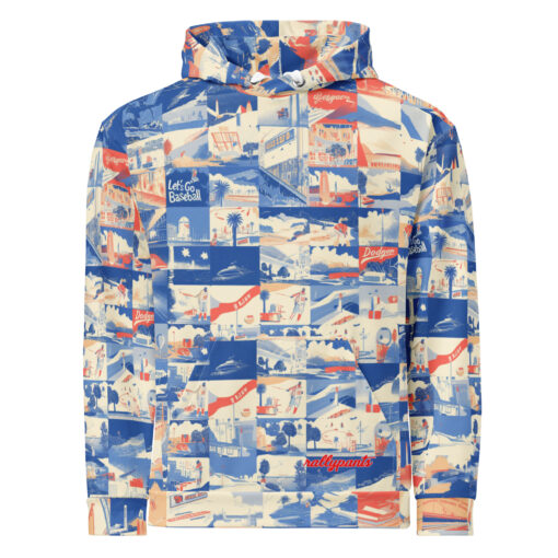 unisex pull over hoodie - los angeles blue/white/red rallyprint - Image 2