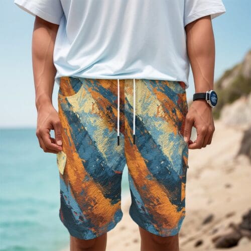 men's cargo shorts - queen blue/orange