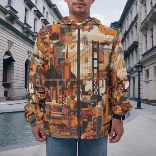 men's casual zipper jacket - san francisco lack/orange/beige rallyprint