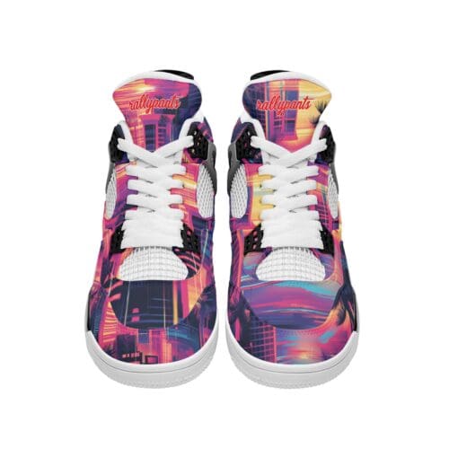 men's air cushion kicks - vice city sunset neon pink/electric blue/midnight black rallyprint