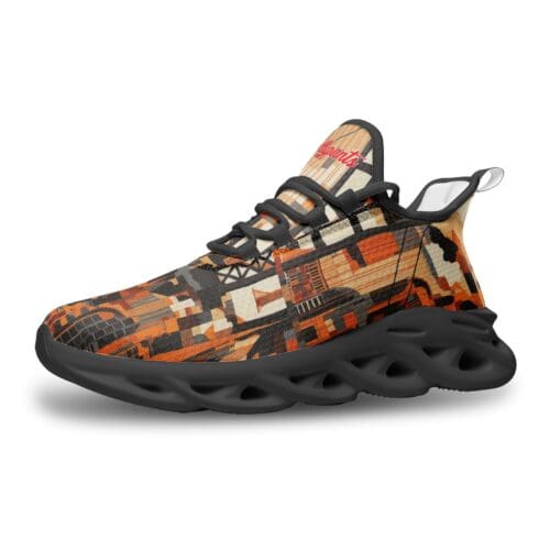 unisex bounce mesh knit sneakers- san francisco black/orange/beige rallyprint - Image 2