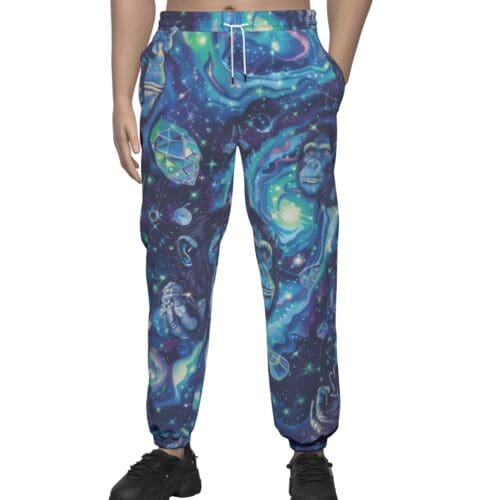 unisex textured casual pants – apes diamond blue/moon white rallyprint