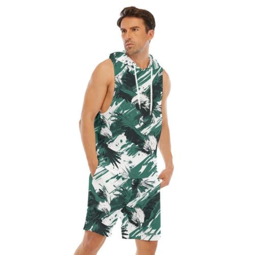 men's sleeveless vest and shorts set – philadelphia midnight green white rallyprint - Image 2