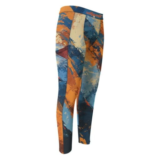 men’s compression pants – queens blue/orange rallyprint