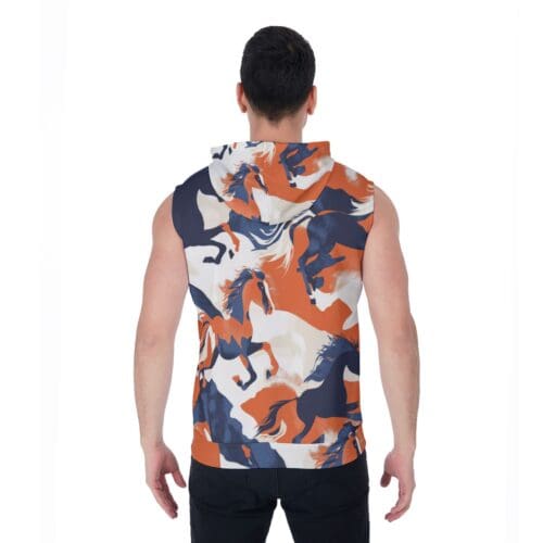 men's zipper-up sleeveless hoodie – denver orange/blue/white rallyprint - Image 4