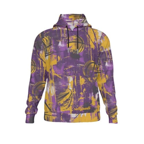 men's fleece pullover hoodie – los angeles purple/gold graffiti rallyprint - Image 2