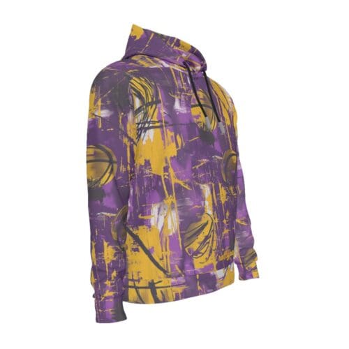 men's fleece pullover hoodie – los angeles purple/gold graffiti rallyprint - Image 3