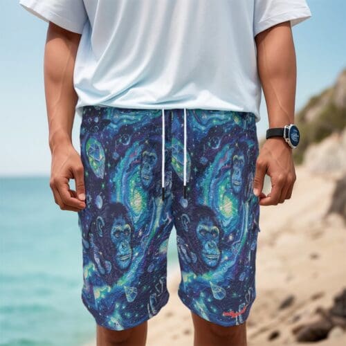 men’s cargo shorts – apes blue diamond/moon white