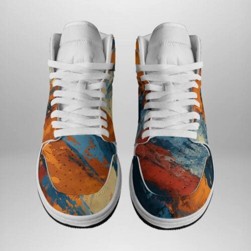 first flight high top kicks – queens blue/orange/ rallyprint