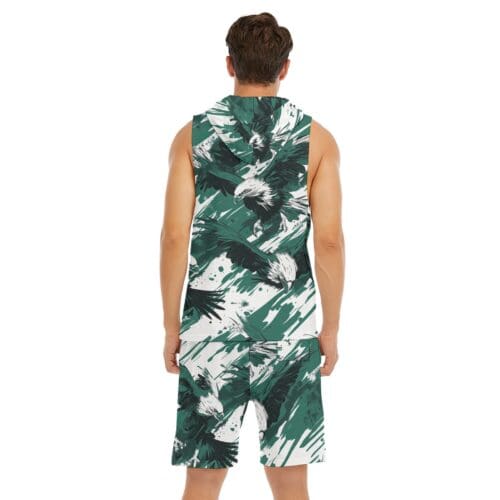 men's sleeveless vest and shorts set – philadelphia midnight green white rallyprint - Image 4