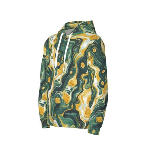 men's half button hoodie – green bay green/gold/white rallyprint - Image 3