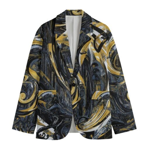 men's casual blazer – new orleans black/gold rallyprint