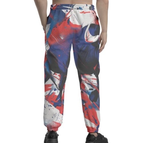 unisex textured casual pants – buffalo brahma/blue/red rallyprint - Image 4