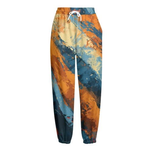 unisex knitted fleece pants – queens blue/orange rallyprint