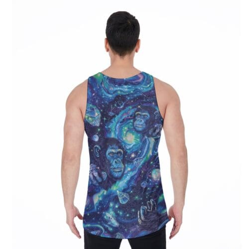 men’s velvet tank top – apes diamond blue/moon white rallyprint - Image 3