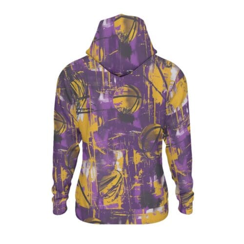 men's fleece pullover hoodie – los angeles purple/gold graffiti rallyprint - Image 5