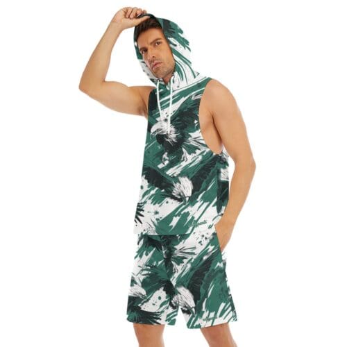 men's sleeveless vest and shorts set – philadelphia midnight green white rallyprint - Image 3