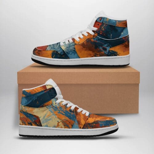 first flight high top kicks – queens blue/orange/ rallyprint - Image 2