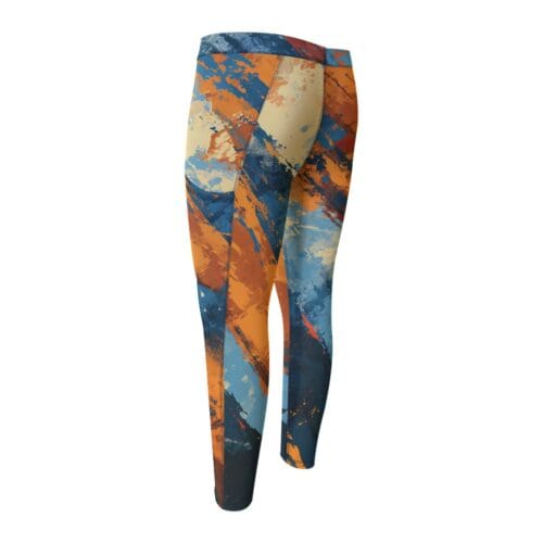 men’s compression pants – queens blue/orange rallyprint - Image 2