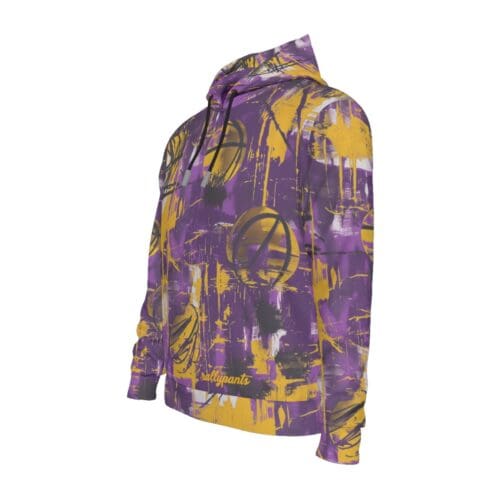 men's fleece pullover hoodie – los angeles purple/gold graffiti rallyprint - Image 4