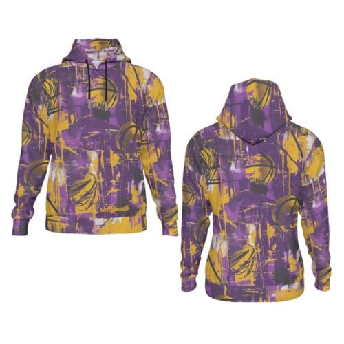 men's fleece pullover hoodie – los angeles purple/gold graffiti rallyprint