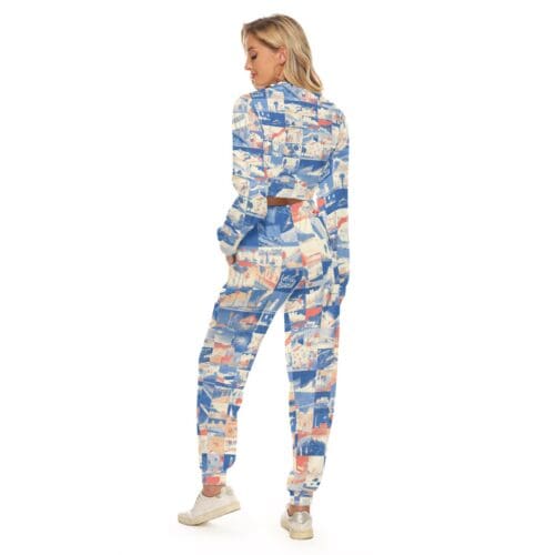 women's crop top and sweatpants set – los angeles blue/white/red rallyprint - Image 4