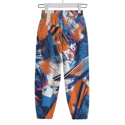 kid's cotton sweatpants - new york blue/orange graffiti rallyprint - Image 2