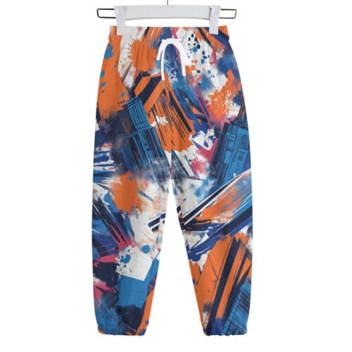 kid's cotton sweatpants - new york blue/orange graffiti rallyprint