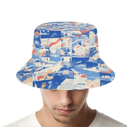 small bucket hat - los angeles blue/white/red rallyprint