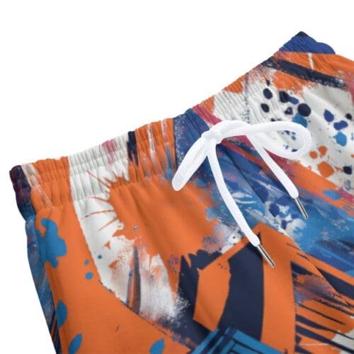 kid's cotton sweatpants - new york blue/orange graffiti rallyprint - Image 3